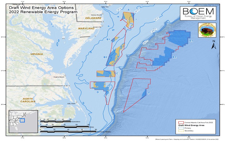 BOEM designates 8 draft wind areas off central Atlantic coast